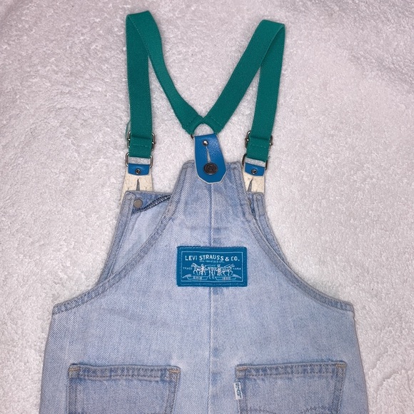 Vintage Levi’s white tab removable strap overalls made in USA 24 months unisex - Picture 10 of 15